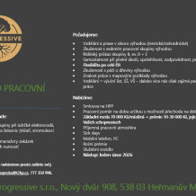 Vedoucí pracovní skupiny (HPP) 70 000 Kč/měsíčně + prémie