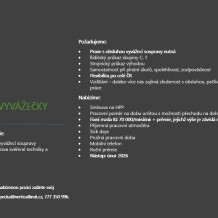 OPERÁTORA VYVÁŽEČKY (HPP) 70 000 Kč/měsíčně + prémie